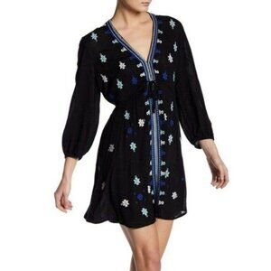 Free People Women's Stargazer Embroidered Dress in Black Combo - Sz S